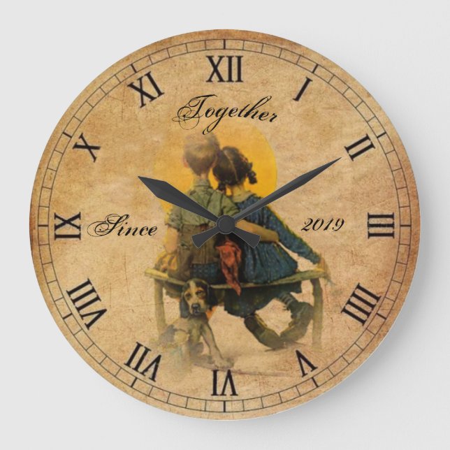 Gemeinsam seit...Vintag Große Wanduhr (Vorderseite)