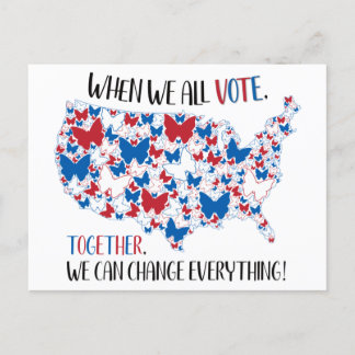 Gemeinsam stimmen wir alles ändern, Red White Blue Postkarte
