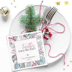 Gemeinsam und Merry Holiday Grünpapier Serviette