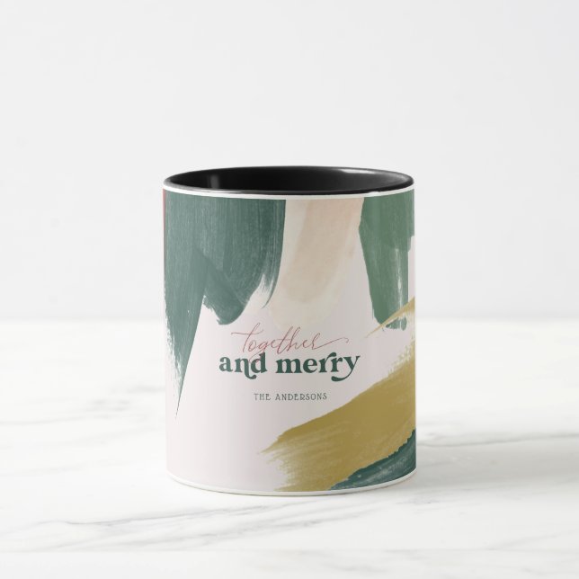 Gemeinsam und Merry | Modern Monogram Christmas Tasse (Zentrum)