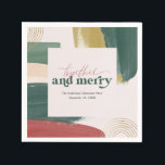 Gemeinsam und Merry | Modernes Weihnachts-Party Na Serviette<br><div class="desc">Die abstrakten Pinselstriche zeichnen sich durch ihre individuelle Gestaltung aus. Moderne Farbpalette und Goldakzente machen dieses Design zu einem Vintagen Gefühl mit modernem Flair. Klassische Erdtöne mit atemberaubendem Kupferton und dunkelgrün sind perfekt für den Urlaub. Weihnachten ist zum Feiern, und die kommenden Feiertage werden Ihnen jede Menge Möglichkeiten bieten, sich...</div>
