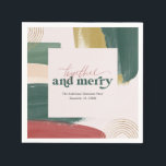 Gemeinsam und Merry | Modernes Weihnachts-Party Na Serviette<br><div class="desc">Die abstrakten Pinselstriche zeichnen sich durch ihre individuelle Gestaltung aus. Moderne Farbpalette und Goldakzente machen dieses Design zu einem Vintagen Gefühl mit modernem Flair. Klassische Erdtöne mit atemberaubendem Kupferton und dunkelgrün sind perfekt für den Urlaub. Weihnachten ist zum Feiern, und die kommenden Feiertage werden Ihnen jede Menge Möglichkeiten bieten, sich...</div>