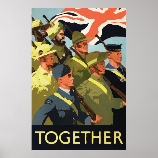 Gemeinsam Vintages Weltkrieg-2-Poster Großbritanni Poster (Vorne)