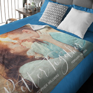 Gemeinsam   Whimsy Typografy Couple's Foto Fleecedecke