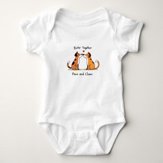 Gemeinsam: Zwei Cartoon-Hunde Baby Strampler (Vorderseite)