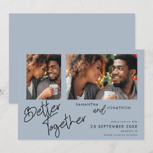 Gemeinsam zwei Foto Dusty Blue Save the Date