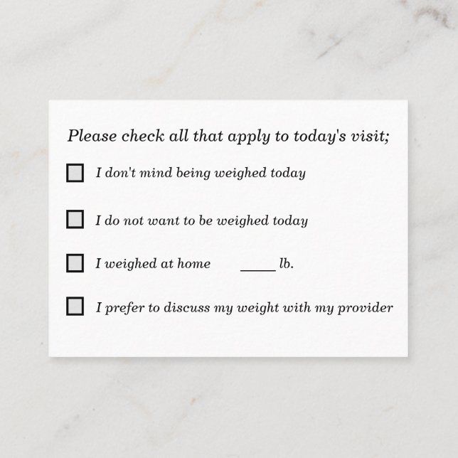 Gemeinsame Entscheidungsfindung für Wägeeingänge Visitenkarte (Rückseite)