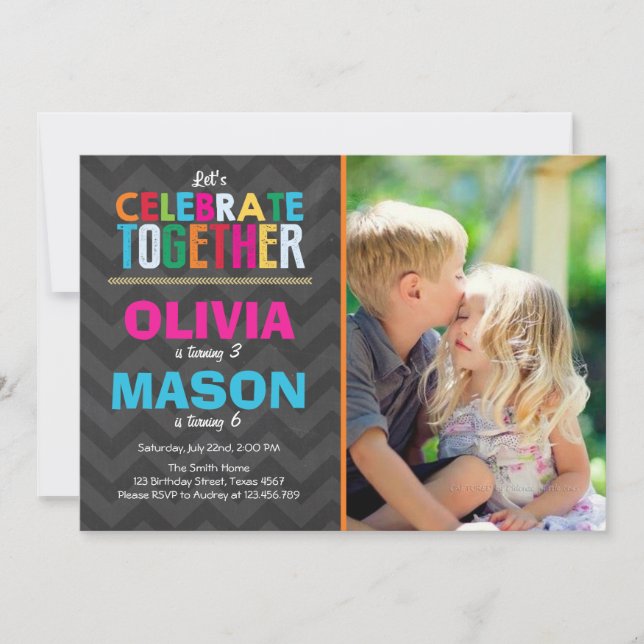 Gemeinsame Geburtstagsfeier Boy Girl Einladung (Vorderseite)