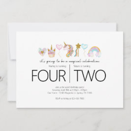 Gemeinsame Geburtstagspartei - Thema Unicorn Einladung