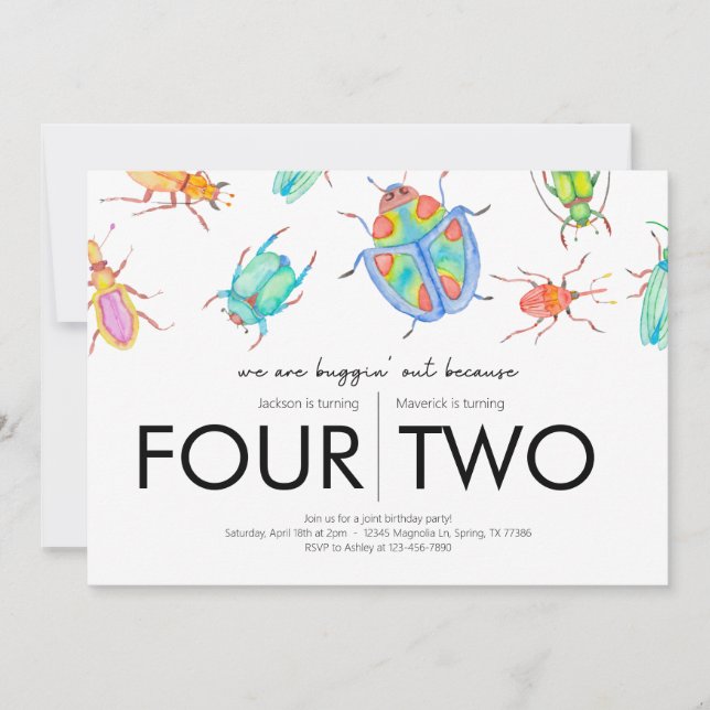 Gemeinsame Geburtstagsparty - Fehlerthema Einladung (Vorderseite)