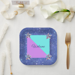 Gemeinsame Geburtstagsparty mit zwei Weltraumen Bo Pappteller