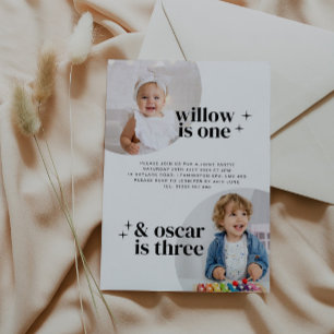 Gemeinsame Jungen-Mädchen-Geburtstagseinladung mit Einladung