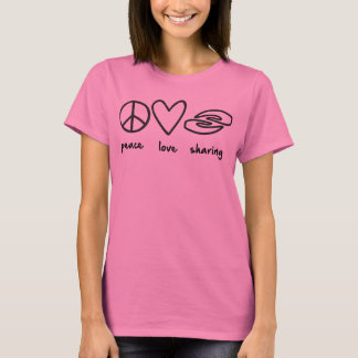 Gemeinsame Nutzung der Liebe für den Frieden Ladys T-Shirt