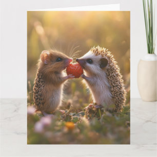 Gemeinsame Nutzung einer Erdbeere - Adorable Igel  Karte
