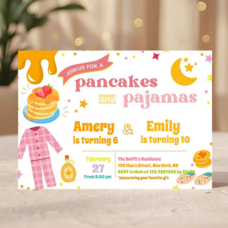 Gemeinsame Pfannkuchen und Schlafanzug Geburtstags Einladung