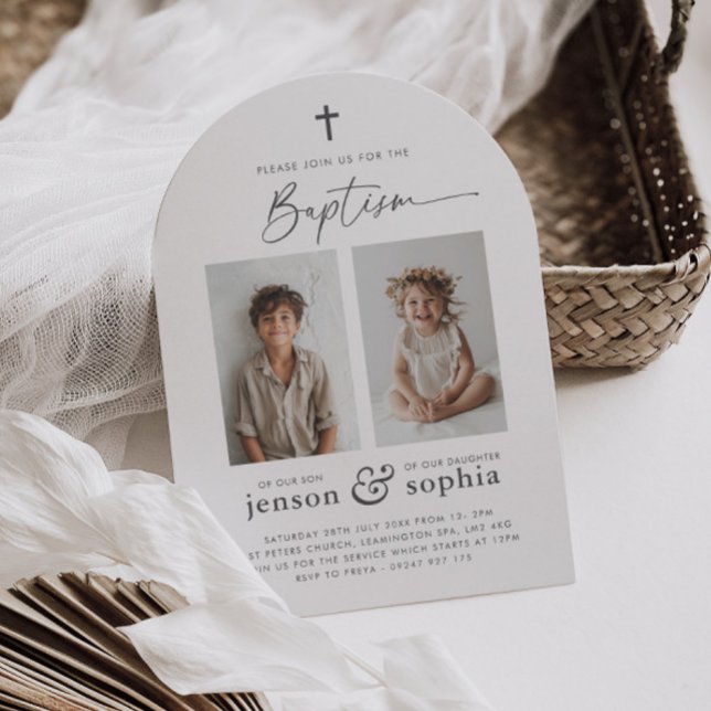 Gemeinsame Taufe 2 Foto Arch Einladung (Von Creator hochgeladen)