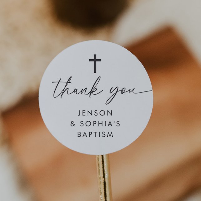 Gemeinsame Taufe Runder Aufkleber (Zazzle Joint Baptism Classic Round Sticker)