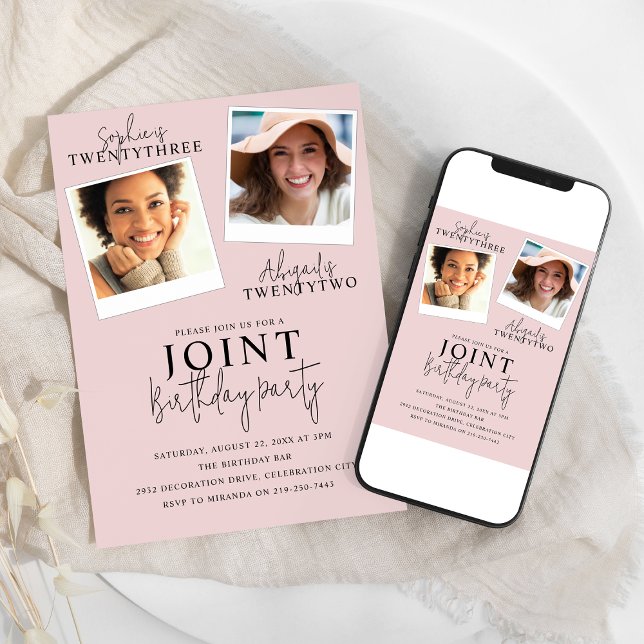 Gemeinsamer Geburtstag | 2 Foto Einladung (Von Creator hochgeladen)