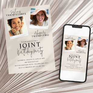 Gemeinsamer Geburtstag   2 Foto-Einladung Einladung