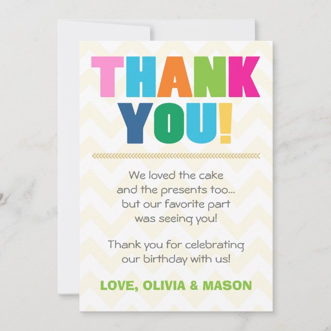 Gemeinsamer Geburtstag danken Ihnen, Dankeskarte (Vorderseite)