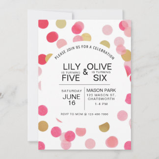 Gemeinsamer Geburtstag, Konfetti Geburtstag,  Einladung