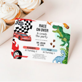 Gemeinsamer Geburtstag von Dinosauriern und Rennwa Einladung