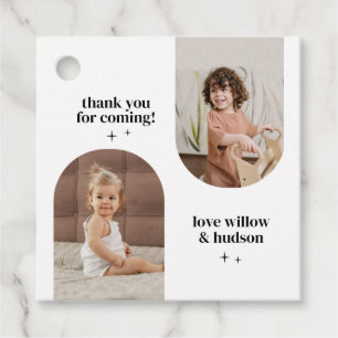 Gemeinsames Geburtstagspapier mit doppeltem Foto Geschenkanhänger