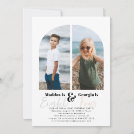 Gemeinsames Party | Einfache 2 Foto Geburtstagspar Einladung