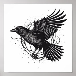 Gemeinsames raven Crow Black Mysic Norly Flying De Poster