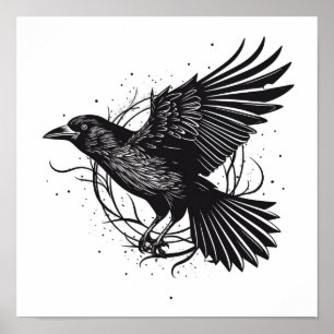 Gemeinsames raven Crow Black Mysic Norly Flying De Poster