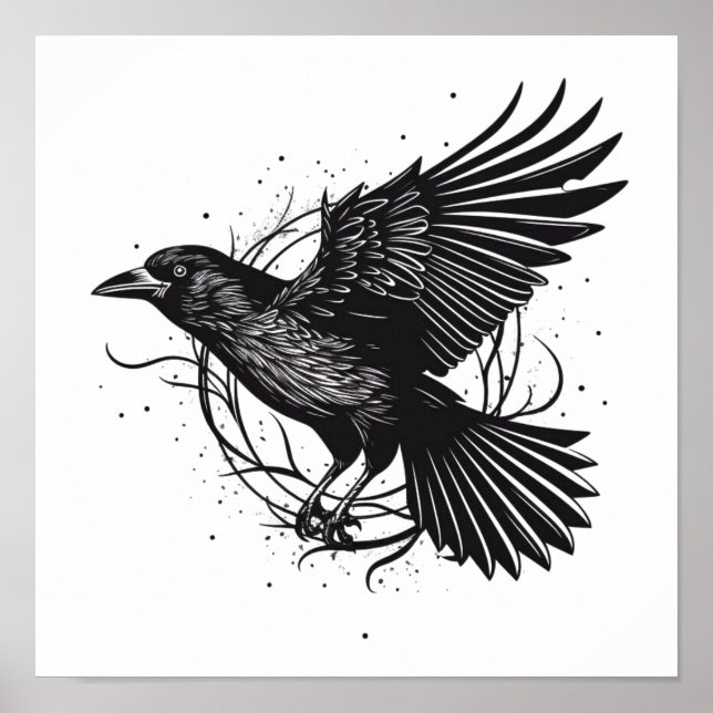 Gemeinsames raven Crow Black Mysic Norly Flying De Poster (Vorne)