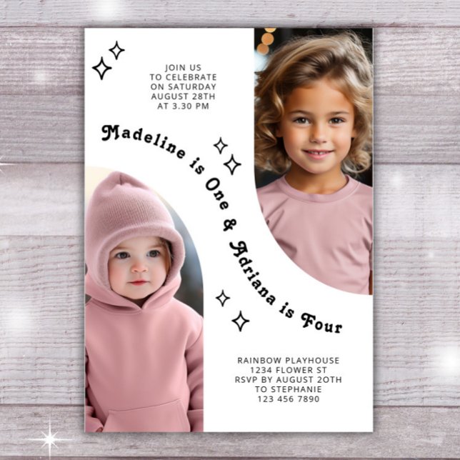 Gemeinsames Sibling Portrait Foto Minimaler Arch G Einladung (Von Creator hochgeladen)