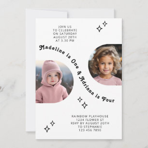 Gemeinsames Sibling Portrait Foto Minimaler Arch G Einladung