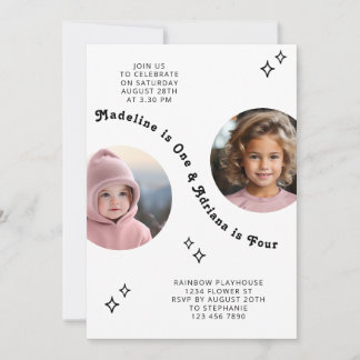 Gemeinsames Sickerportrait Foto Minimal Boho Gebur Einladung