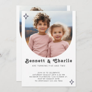 Gemeinsames Sickerportrait Foto Minimal Boho Gebur Einladung