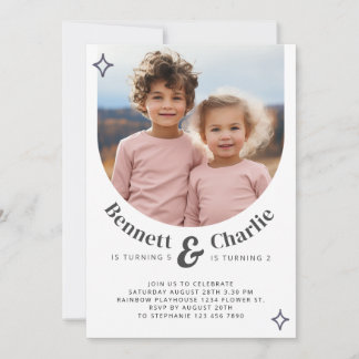 Gemeinsames Sickerportrait Foto Minimal Boho Gebur Einladung