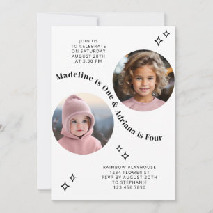 Gemeinsames Sickerportrait Foto Minimal Boho Gebur Einladung