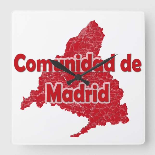 Gemeinschaft Madrid Quadratische Wanduhr (Vorderseite)