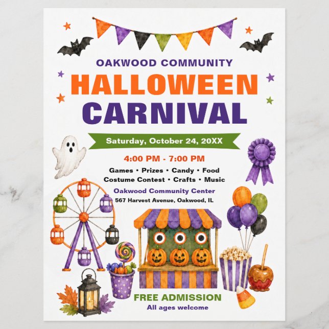 Gemeinschafts-Halloween-Karneval-Flyer Flyer (Vorne)