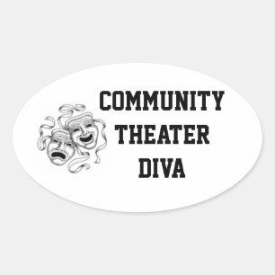 Gemeinschaftstheater-Diva-Aufkleber Ovaler Aufkleber