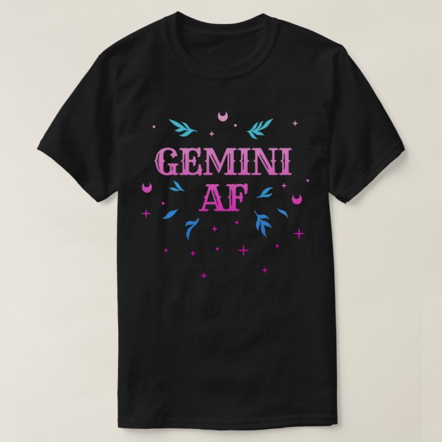 Gemini AF  Pink Gemini Zodiac Sign Horoscope Birth T-Shirt (Design vorne)