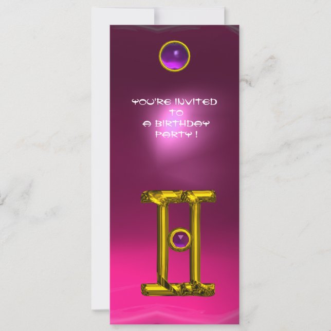 GEMINI ALEXANDRITE, Amethyst, hellgelb, rosa Einladung (Vorderseite)