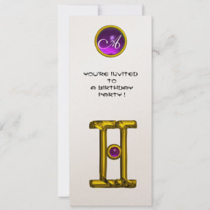 GEMINI ALEXANDRITE MONOGRAM, Amethyst, hellgelb Einladung