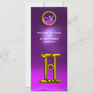 GEMINI ALEXANDRITE MONOGRAM, Amethyst, hellgelb Einladung