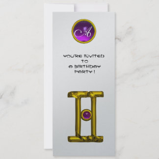 GEMINI ALEXANDRITE MONOGRAM, Amethyst, hellgelb Einladung