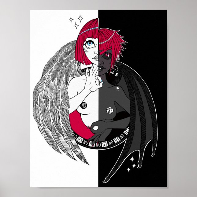 Gemini Angel Demon Anime Illustration Poster (Vorne)