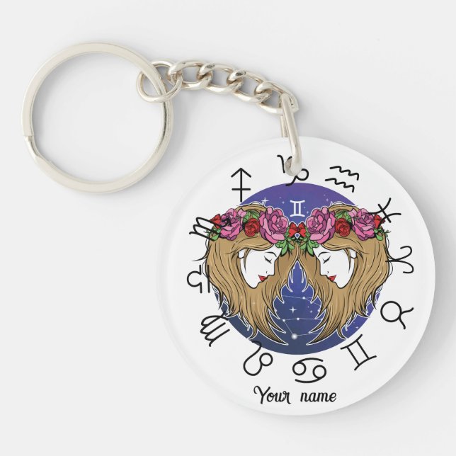 Gemini & Aquarius BFF Keychain Gift Schlüsselanhänger (Vorderseite)