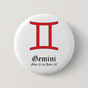 GEMINI ASTROLOGIC SIGN, SYMBOL ZODIAC BUTTON