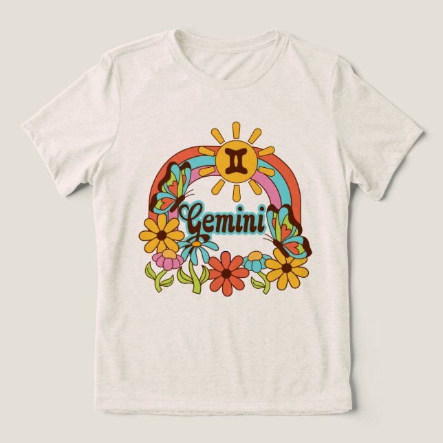 Gemini Astrologie Geburtszeichen Zodiac Schmetterl Tri-Blend Shirt (Design Vorderseite)