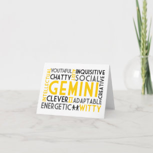 Gemini Astrologie Word Collage Card Karte